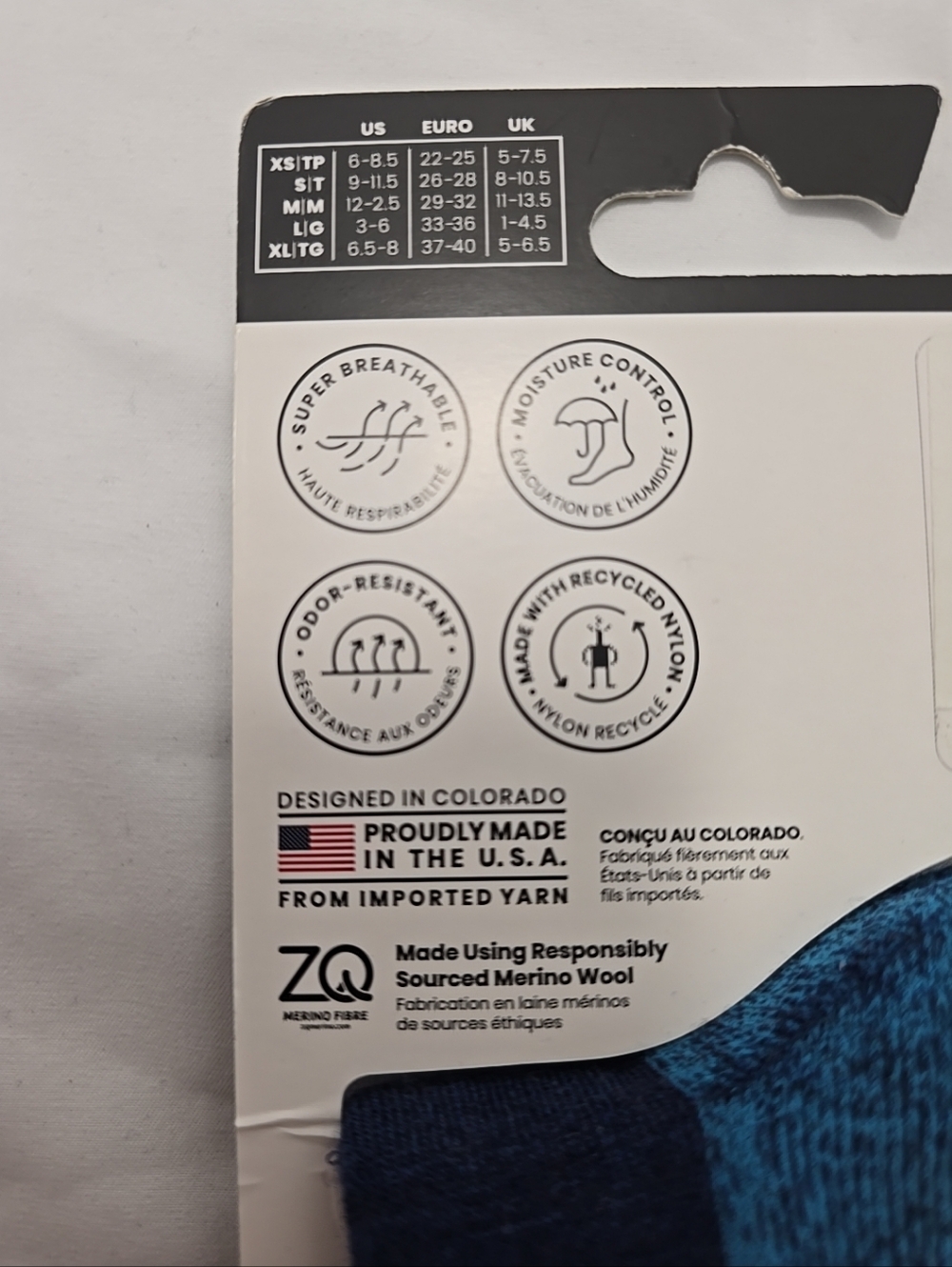 NWT Smartwool Hike Merino Wool Blend Full Cushion Crew Height Kid's Large Blue - Picture 4 of 5